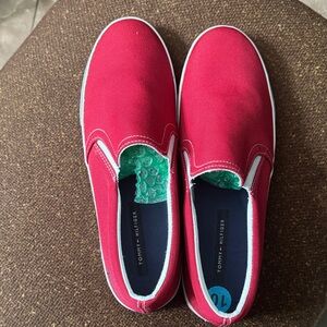 Tommy Hilfiger Bold Red Canvas Slip-Ons